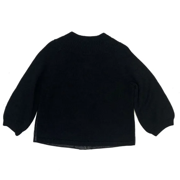 Jones New York Collection Leather &amp; Wool Cardigan Sweater Large