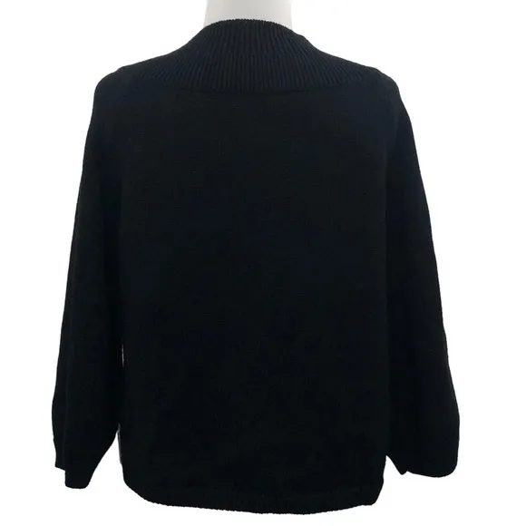 Jones New York Collection Leather &amp; Wool Cardigan Sweater Large