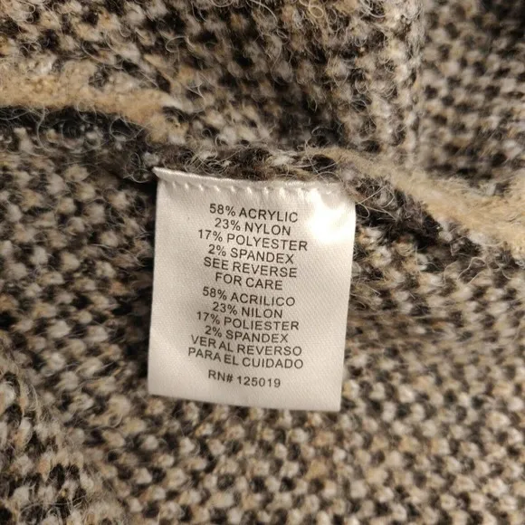 Joseph A NEW Womens Long Sweater Cardigan Size M Open Front Drapey Tan Pattern
