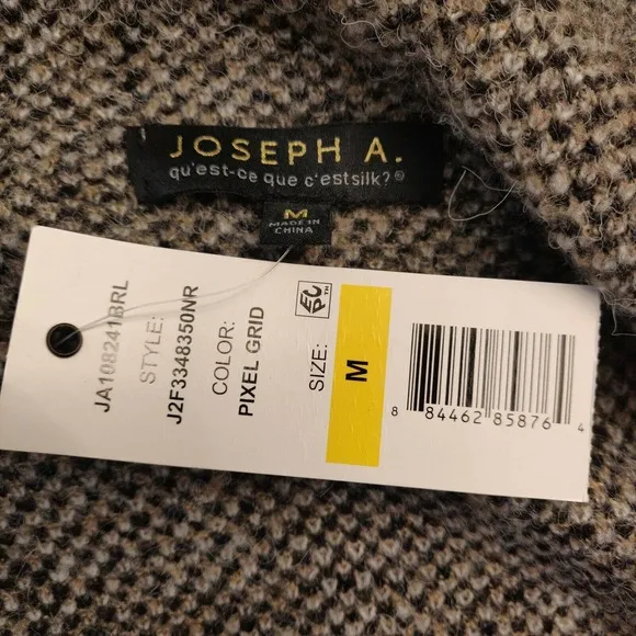 Joseph A NEW Womens Long Sweater Cardigan Size M Open Front Drapey Tan Pattern