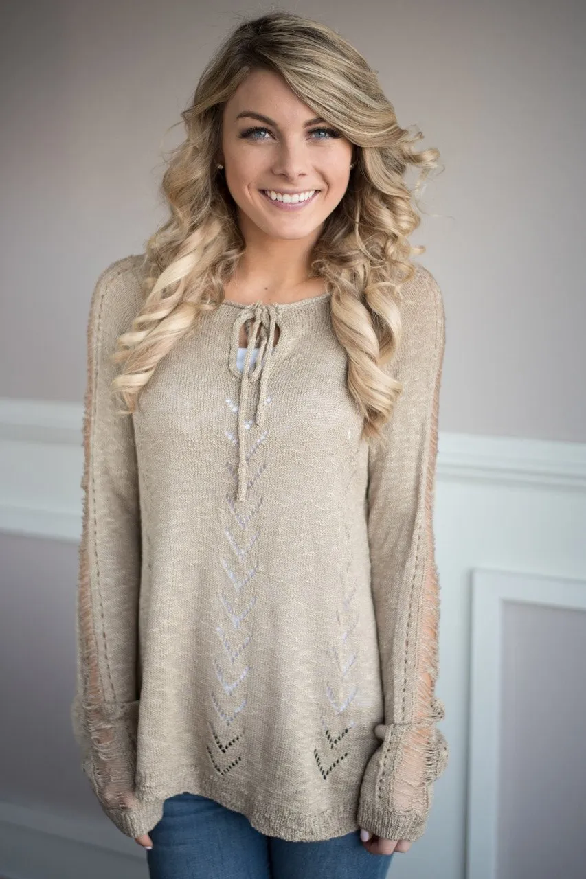 Just for Looks Sweater Top ~ Mocha