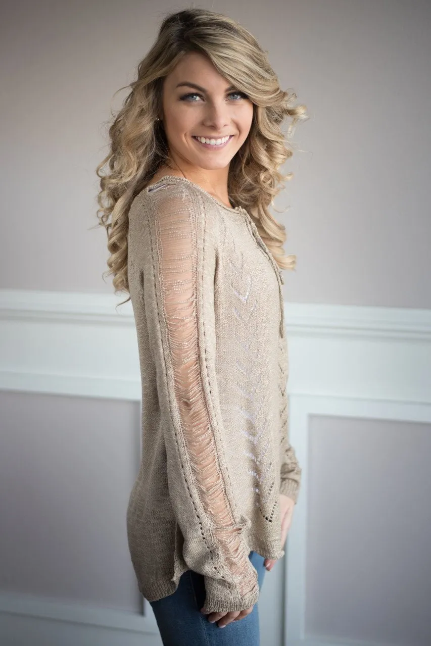 Just for Looks Sweater Top ~ Mocha