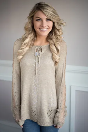 Just for Looks Sweater Top ~ Mocha
