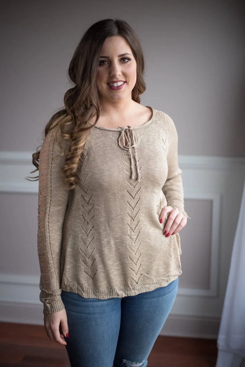 Just for Looks Sweater Top ~ Mocha