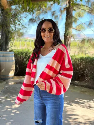 K79 STRIPE CROP CARDIGAN