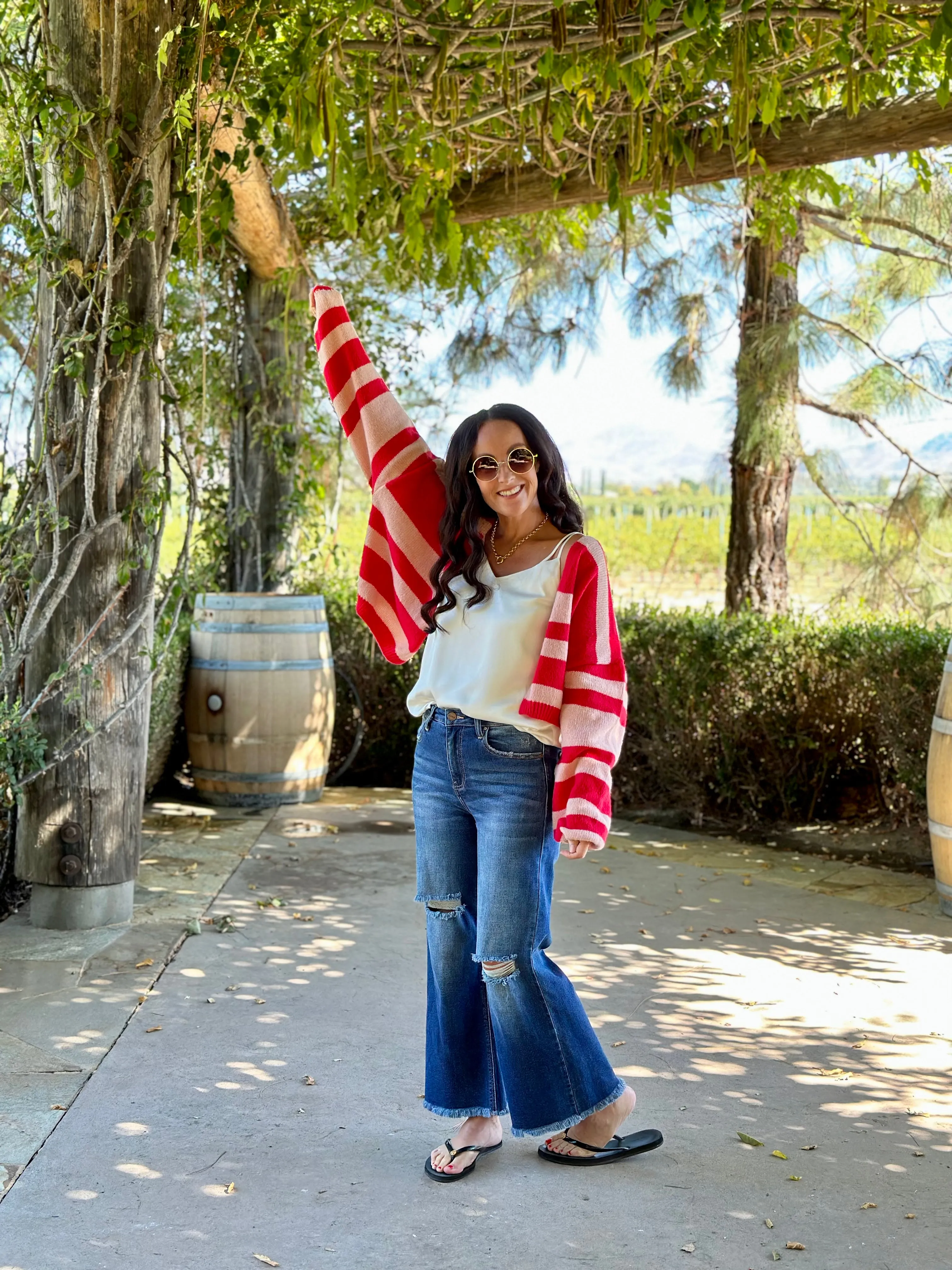 K79 STRIPE CROP CARDIGAN