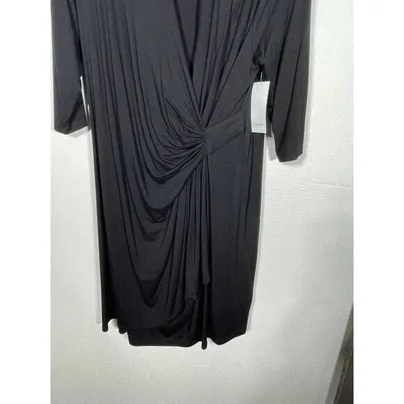 Karen Kane Cascade Dress size 2x black wrap style knee length Style L13915