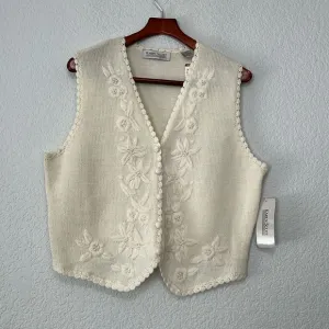 Karen Scott Vintage Wool Embroidered Crochet Sweater Vest