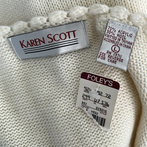 Karen Scott Vintage Wool Embroidered Crochet Sweater Vest