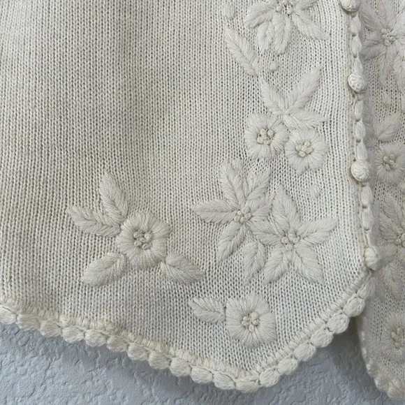 Karen Scott Vintage Wool Embroidered Crochet Sweater Vest