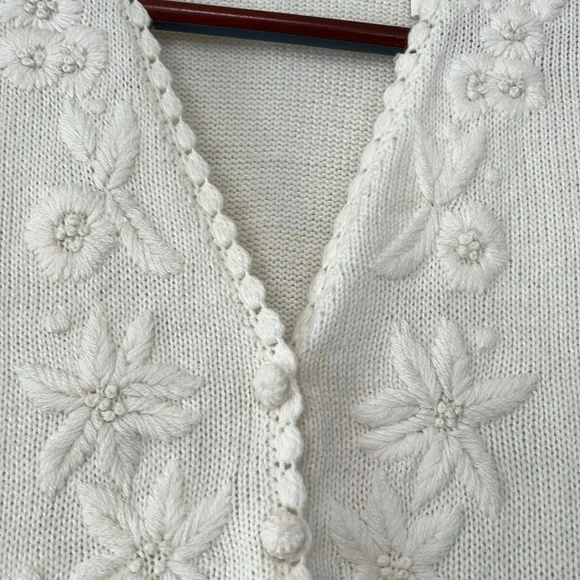 Karen Scott Vintage Wool Embroidered Crochet Sweater Vest