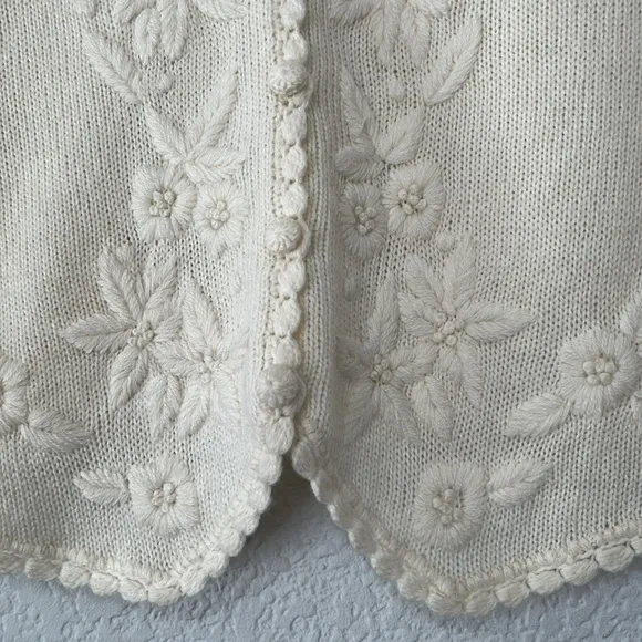 Karen Scott Vintage Wool Embroidered Crochet Sweater Vest