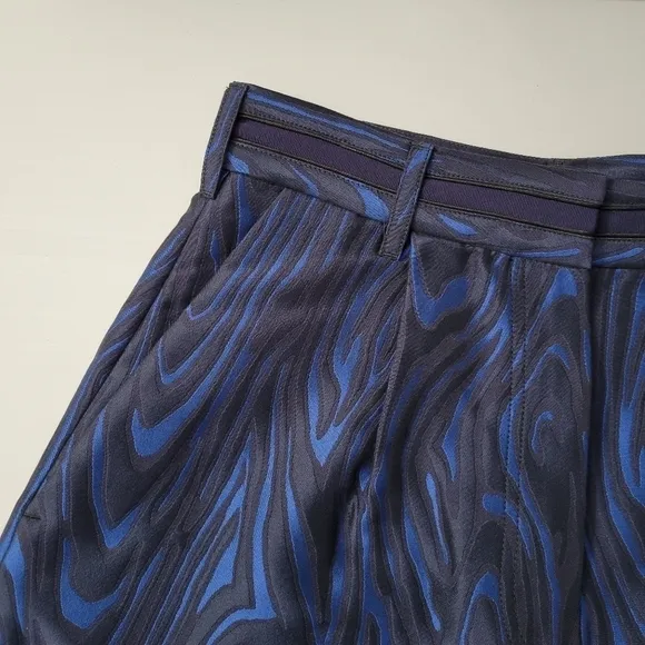 KENZO Blue and Black Jacquard Moire Tiger High Waisted Shorts