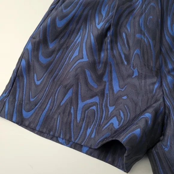KENZO Blue and Black Jacquard Moire Tiger High Waisted Shorts