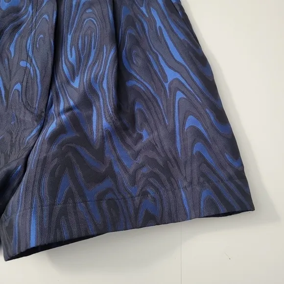 KENZO Blue and Black Jacquard Moire Tiger High Waisted Shorts