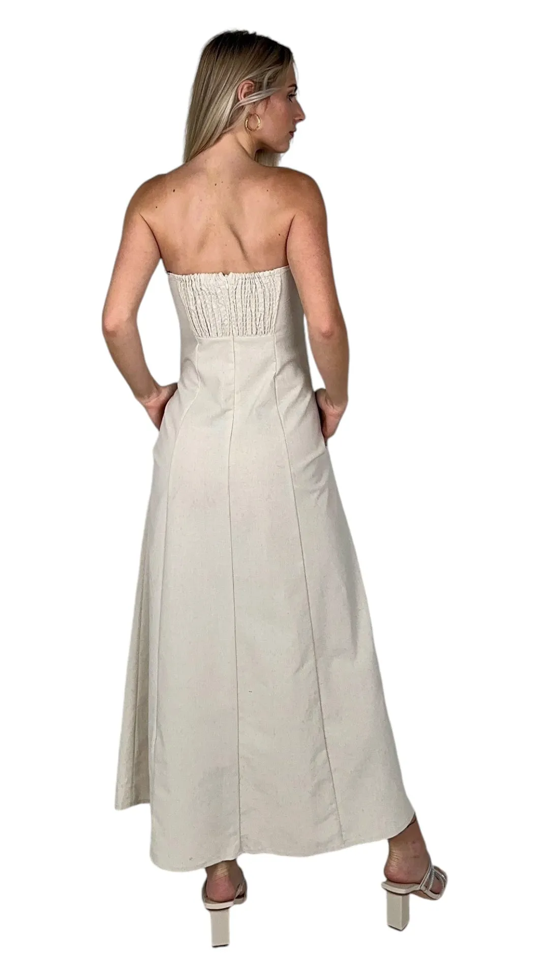 Khaki Off Shoulder Midi Dress