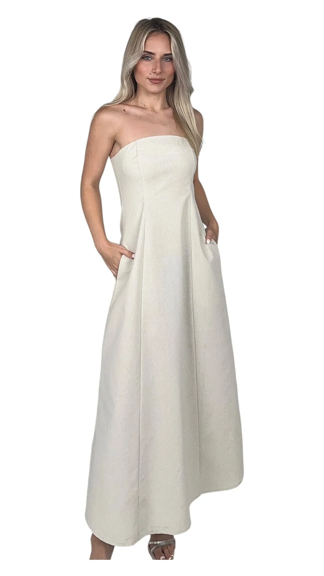 Khaki Off Shoulder Midi Dress
