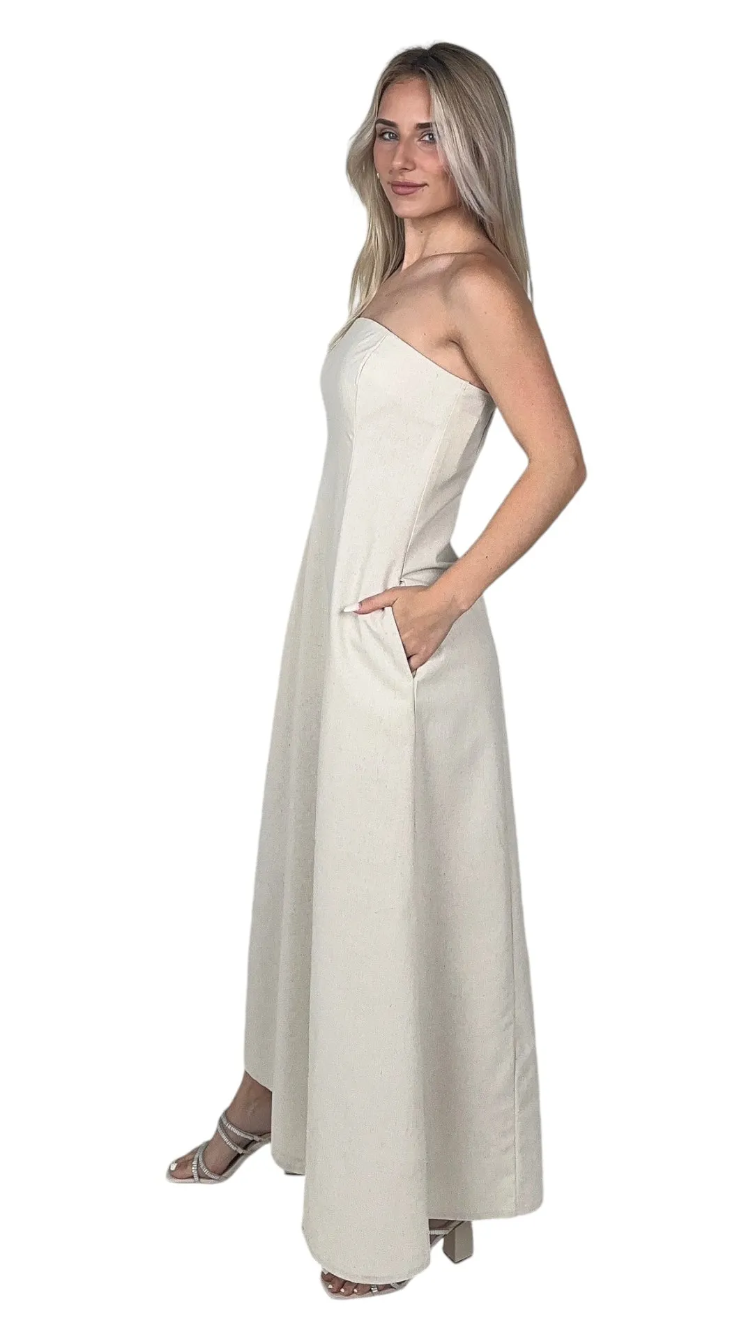 Khaki Off Shoulder Midi Dress