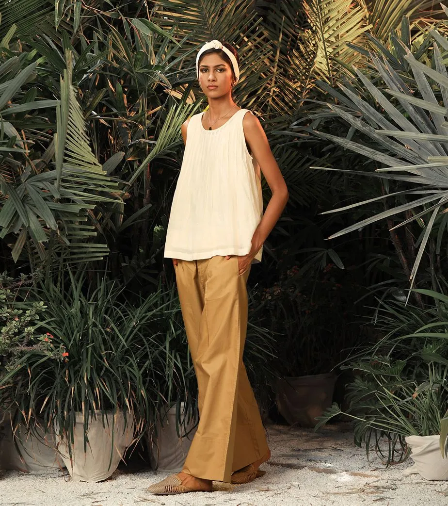 Khara Kapas   -   Tranquility White pleated top - Another Day in Paradise