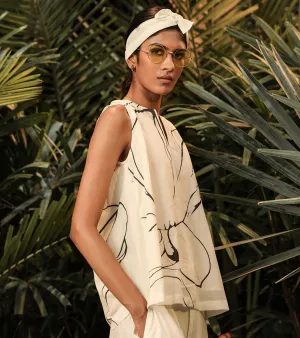 Khara Kapas   -   White Foral Top Reminiscence  White Foral Top Reminiscence  - Another Day in Paradise