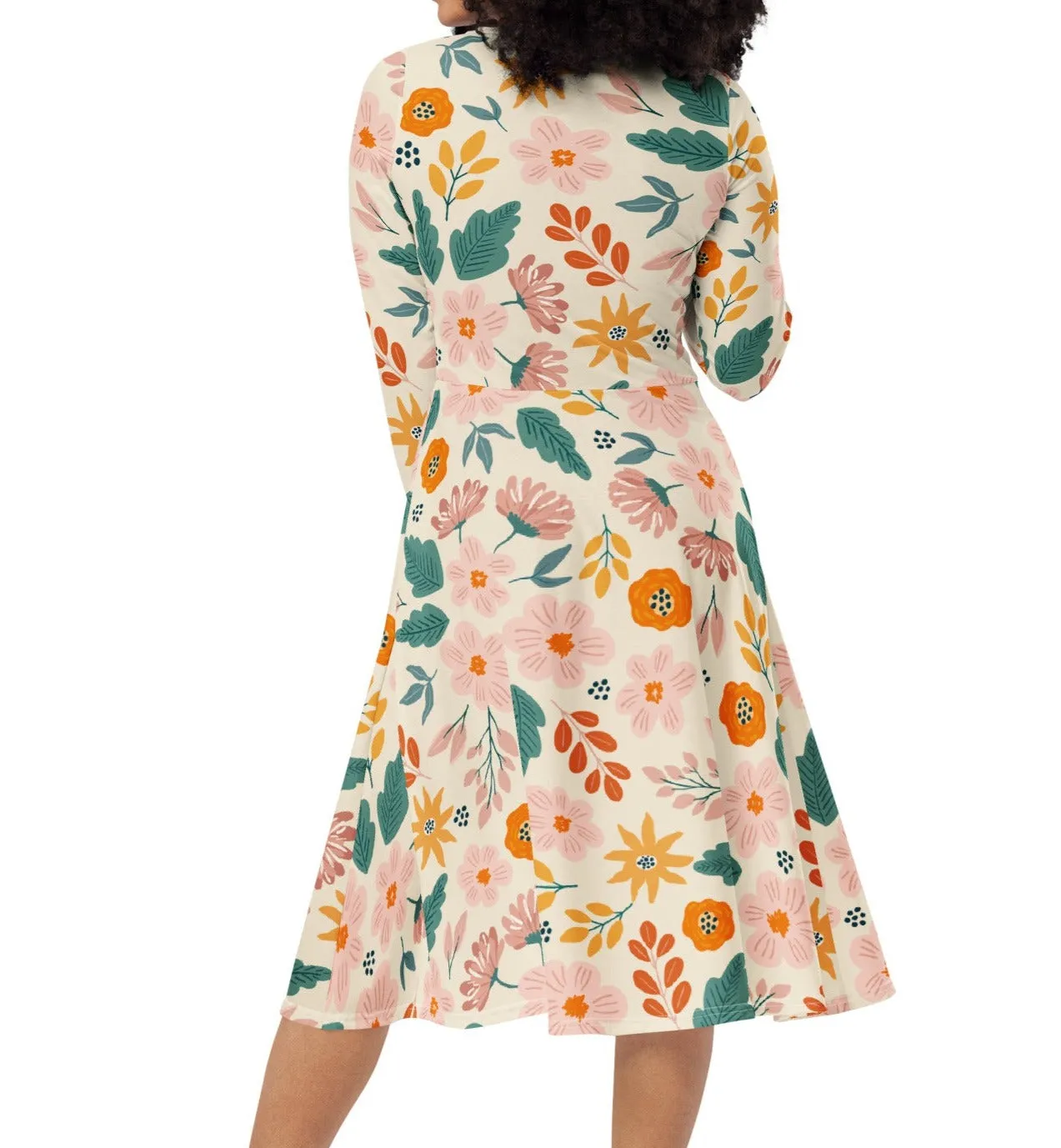 Kiss of Autumn Floral Midi Dress (S-4XL)