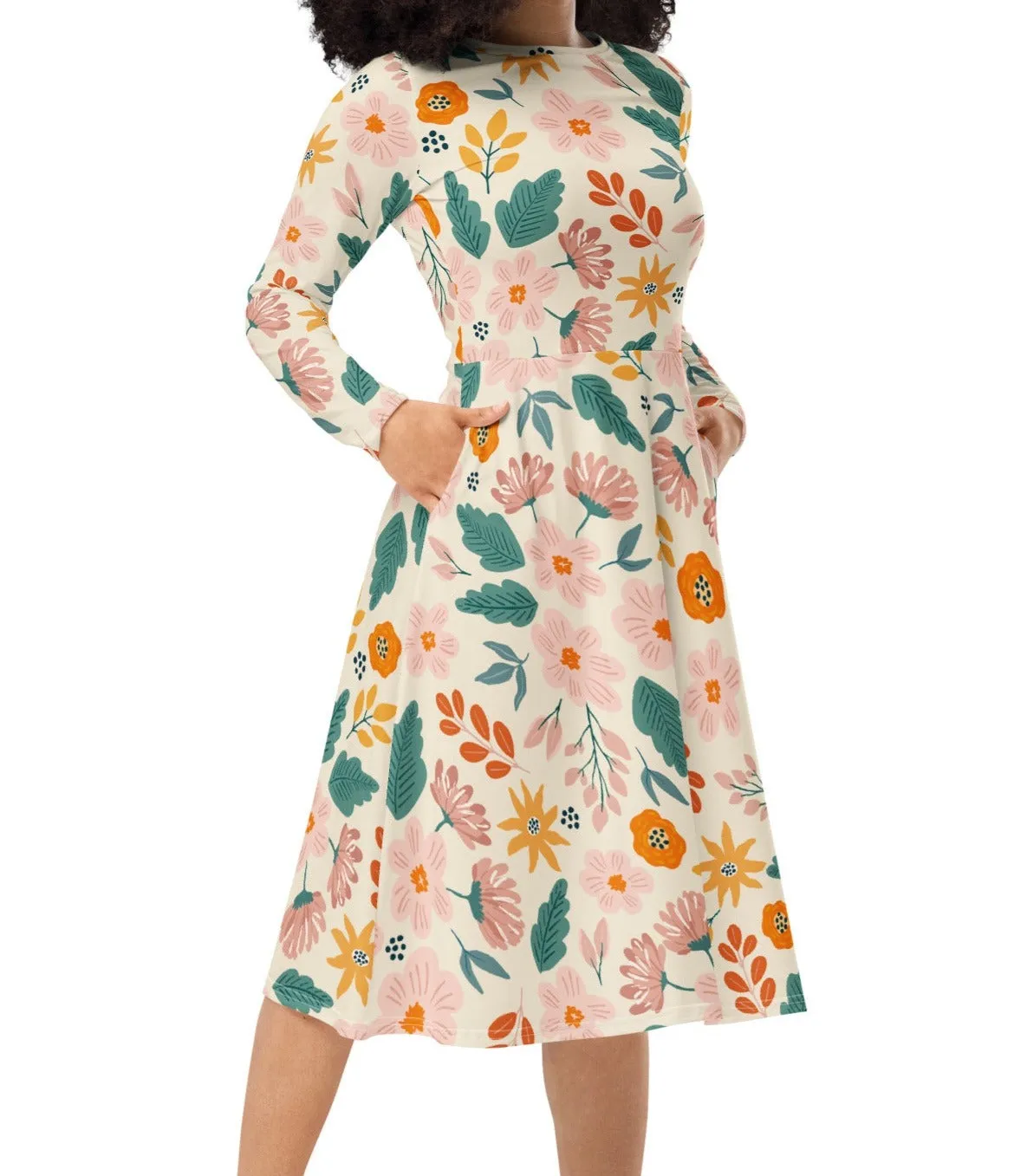Kiss of Autumn Floral Midi Dress (S-4XL)