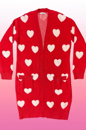 Knee length heart cardigan