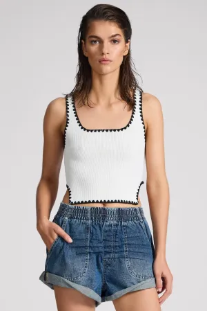 Knitted Scallop Tank Cream