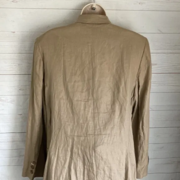 K.T. Kiyoko Takase Size U.S.14 100% Flax Linen Tan Skirt Suit