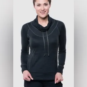 KUHL WOMEN’S LEA PULLOVER COWL NECK SWEATER IN BLACK SIZE LARGE
