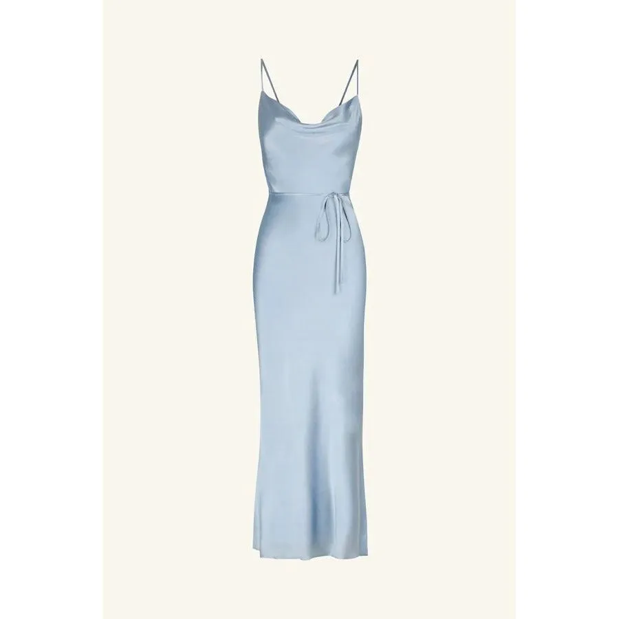 LA LUNE BIAS COWL MIDI DRESS