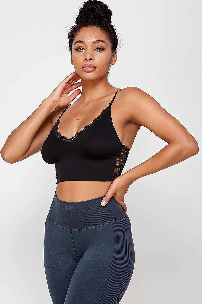 lace back sleeveless cropped seamless bra