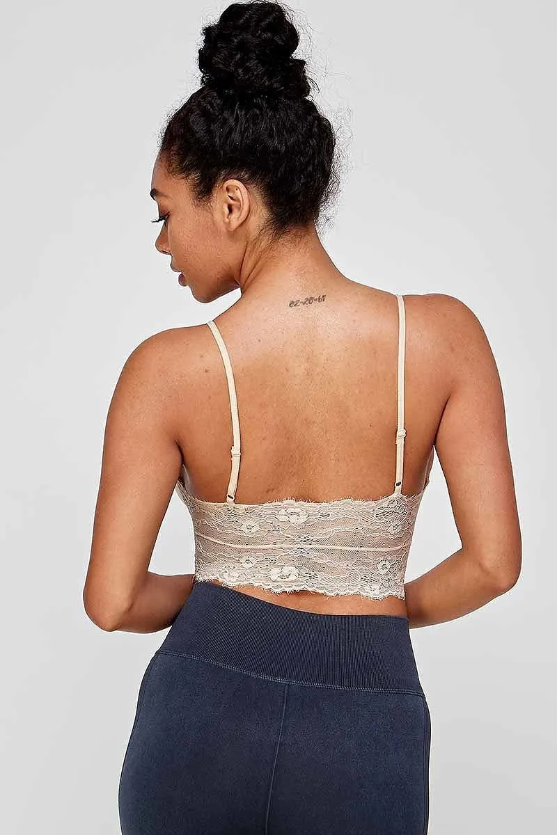 lace back sleeveless cropped seamless bra