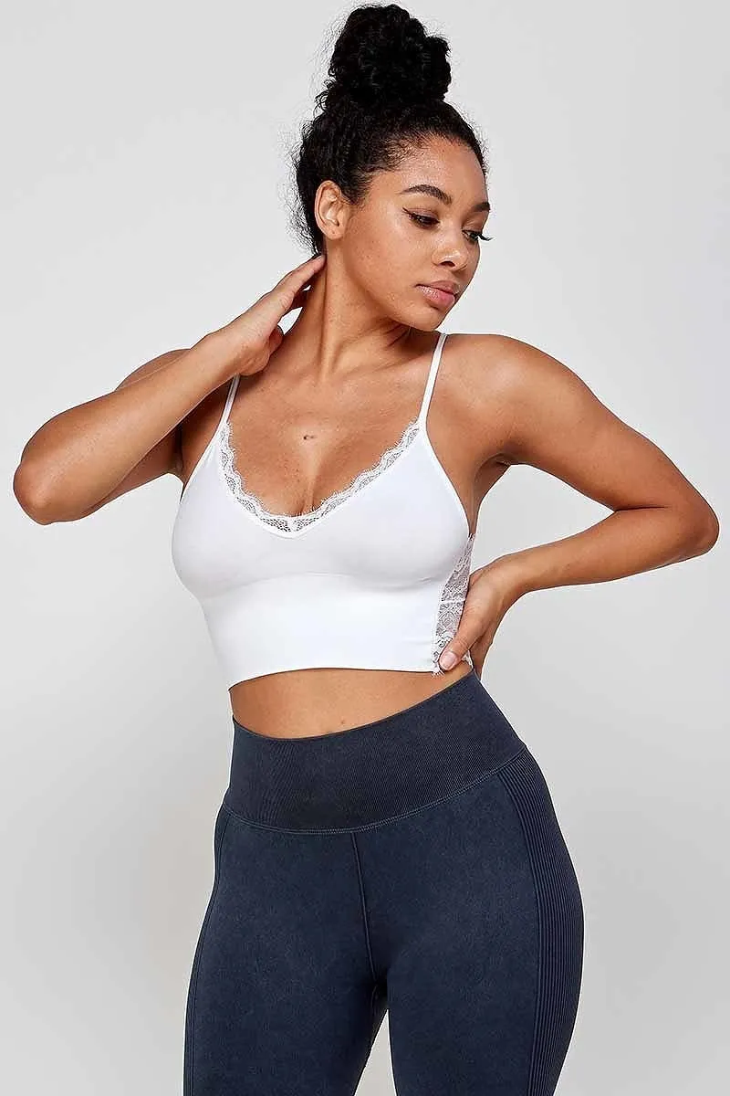 lace back sleeveless cropped seamless bra