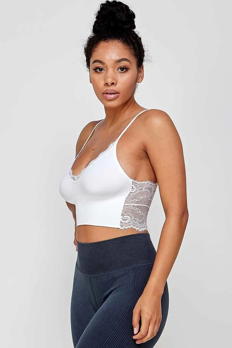 lace back sleeveless cropped seamless bra