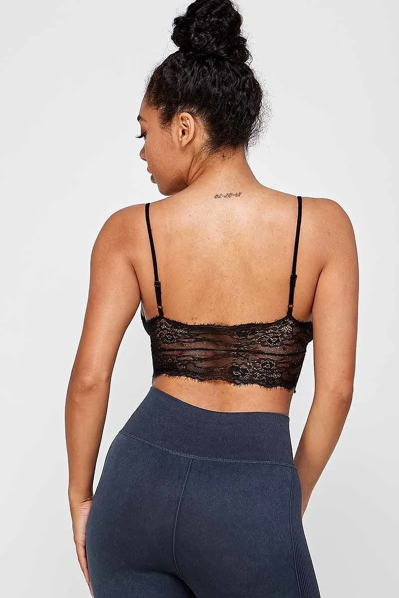 lace back sleeveless cropped seamless bra