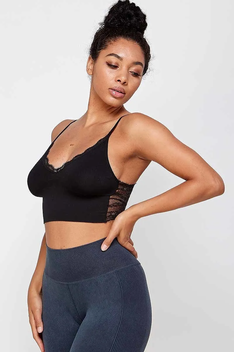 lace back sleeveless cropped seamless bra