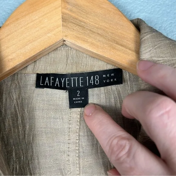 Lafayette 148 Beige Linen and Silk Blazer Jacket Size 2