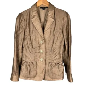 Lafayette 148 Beige Linen and Silk Blazer Jacket Size 2