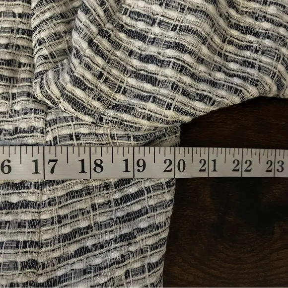 Lafayette 148 White Blue fringe Tweed Cotton Silk Blazer Jacket Size 14 Career
