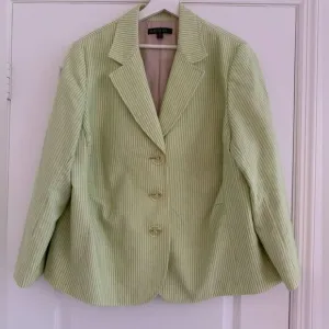 Lafayette 148 lime green cotton / linen seersucker  stripe Ruched blazer size 22