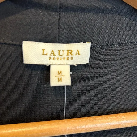 Laura Button Detail Cascade Detail Open Front Cardigan Sweater Black