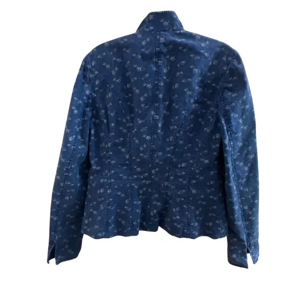 Lauren Ralph Lauren Blue Denim Floral Jean Jacket Blazer Western Size Medium