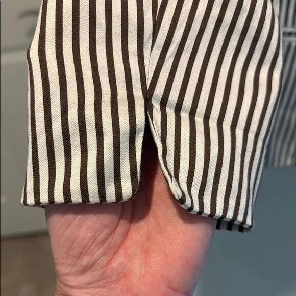 Lauren Ralph Lauren Brown and Cream Striped Women's Jacket button closure size 8
