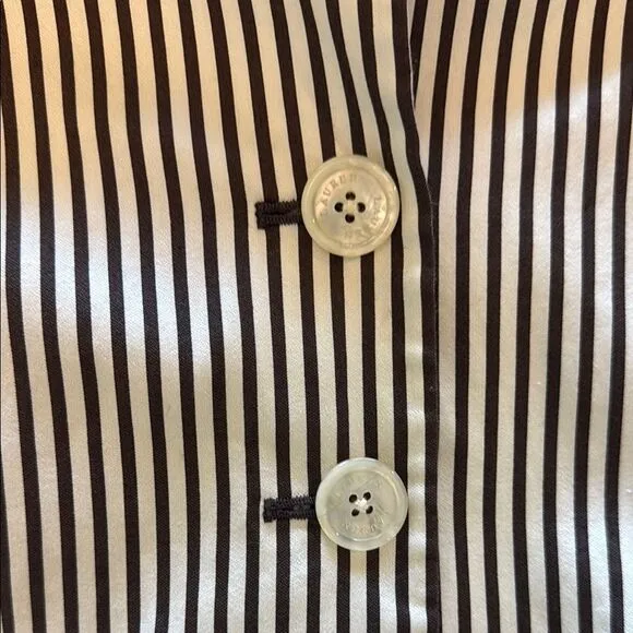 Lauren Ralph Lauren Brown and Cream Striped Women's Jacket button closure size 8