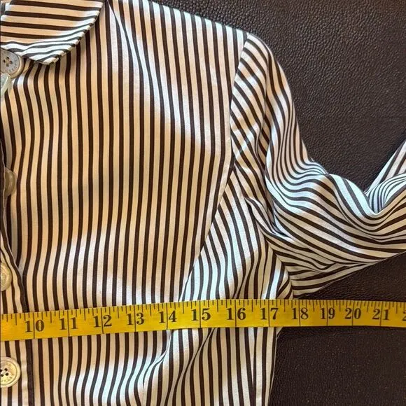 Lauren Ralph Lauren Brown and Cream Striped Women's Jacket button closure size 8