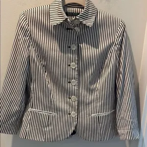 Lauren Ralph Lauren Brown and Cream Striped Women's Jacket button closure size 8