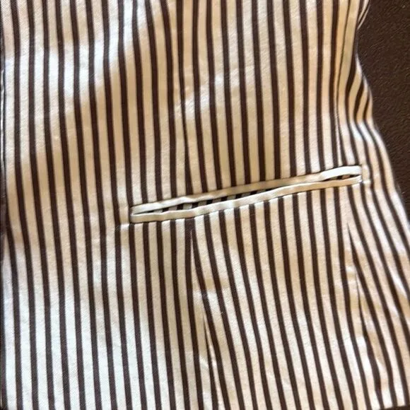 Lauren Ralph Lauren Brown and Cream Striped Women's Jacket button closure size 8