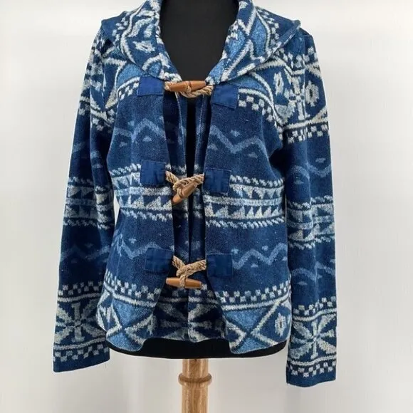 LAUREN Ralph Lauren south western Aztec jacket blazer 100% cotton sz lg toggles