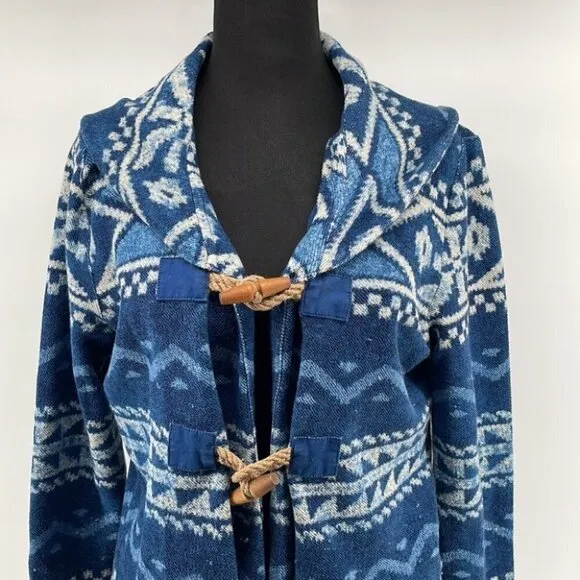 LAUREN Ralph Lauren south western Aztec jacket blazer 100% cotton sz lg toggles
